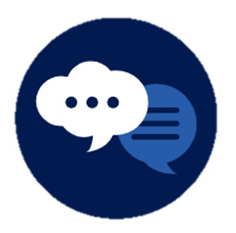 icon with a bubble containing an ellipsis and another bubble with horizontal lines. The symbolizes the report of the review.
